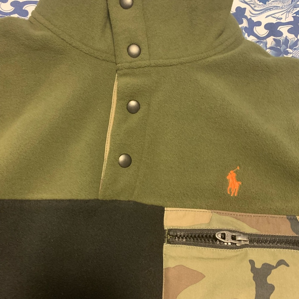 Polo Ralph Lauren fleece size M color green/black/orange NEW - Picture 6 of 8